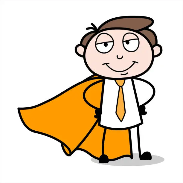 Vector illustration of asset of young businessman cartoon character dressed as superman