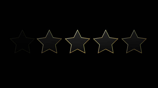 istock Glowing metallic stars with gold border transition, 5-star rating animation Swipe transition animation in high quality. 1433232859