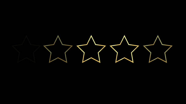 istock Glowing metallic stars with gold border transition, 5-star rating animation Swipe transition animation in high quality. 1433232862