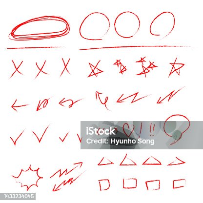istock Various hand drawn vector figures in red. 1433234045