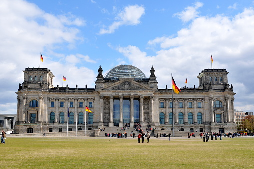 Berlin, Germany- April 22: Berlin is the capital of Germany and a city surrounded by forests and lakes. Here is the Parliament Building, Germany.