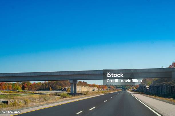 Divided Highway With An Overpass Stock Photo - Download Image Now - City, Sudbury - Canada, Aerial View
