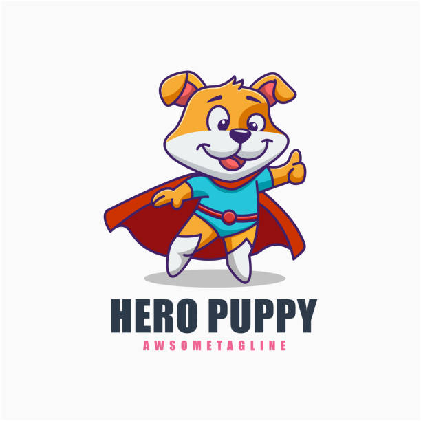 かわいい子犬ヒーローキャラクターマスコットデザイン - heroes dog pets animal点のイラスト素材／クリップアート素材／マンガ素材／アイコン素材