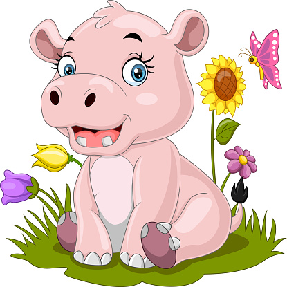 Ilustración de Hipopótamo Bebé De Dibujos Animados Sentado En La Hierba y  más Vectores Libres de Derechos de Alegre - iStock