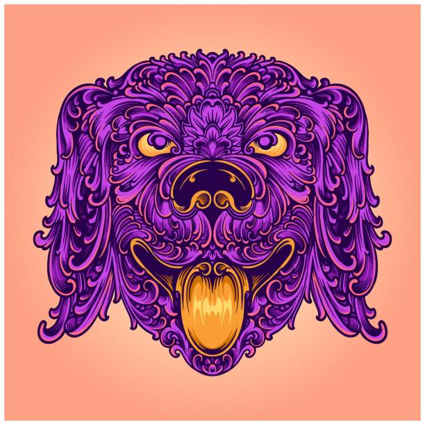 istock Vintage luxury dog head ornament illustration 1433263873