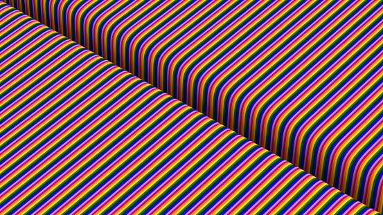3D Surreal Striped Rainbow Pattern Background, Optical Illusion Illustration