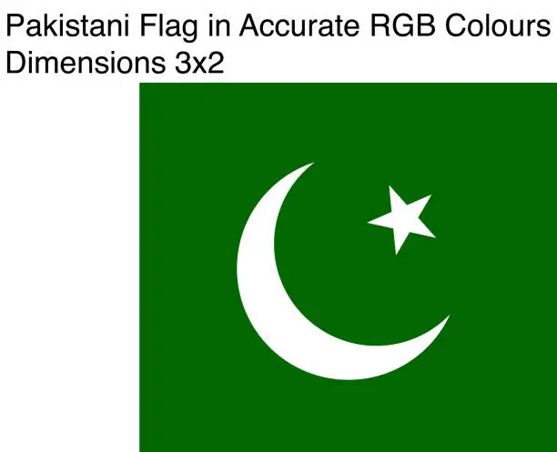 Vector illustration of Pakistani Flag in Accurate RGB Colors (Dimensions 3x2)