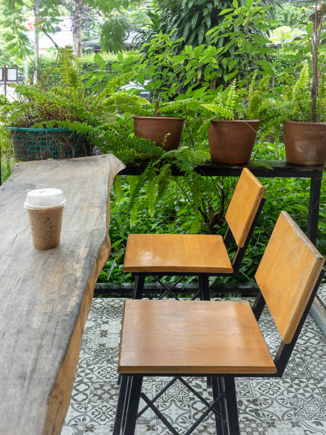 istock wooden chairs in nature relaxation place 1433270135