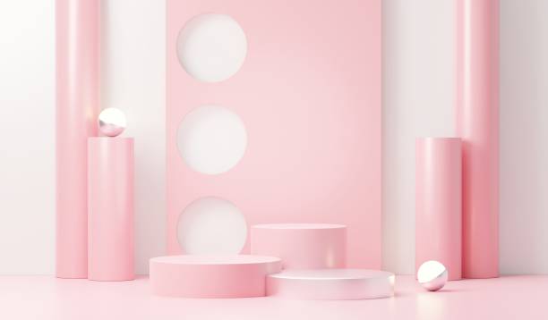 istock 3d render abstract display podium platform for  product presentation and advertising. Minimal scene backdrop with clean design. Vacant pedestal for mock up. Empty stage with pastel color for cosmetic. 1433271304