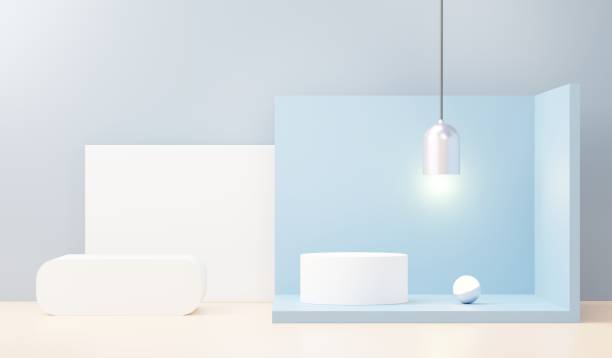 istock 3d render abstract display podium platform for  product presentation and advertising. Minimal scene backdrop with clean design. Vacant pedestal for mock up. Empty stage with pastel color for cosmetic. 1433271959
