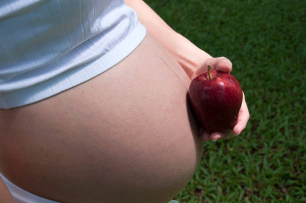 Picnic time Portrait Beautiful blonde pregnant woman