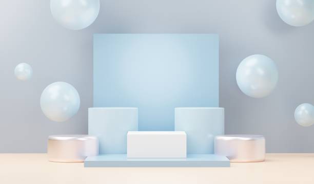 istock 3d render abstract display podium platform for  product presentation and advertising. Minimal scene backdrop with clean design. Vacant pedestal for mock up. Empty stage with pastel color for cosmetic. 1433272130