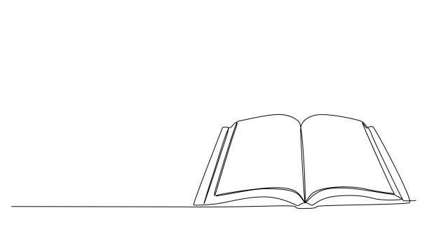 одна сплошная линия рисунка открытой книги. векторная концепция тонколинейной иллюстрации. контурный рисунок творческие идеи. - book doodle education open stock illustrations