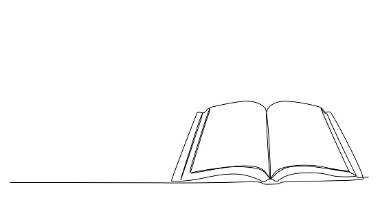One continuous line drawing of opened book. Thin Line Illustration vector concept. Contour Drawing Creative ideas.