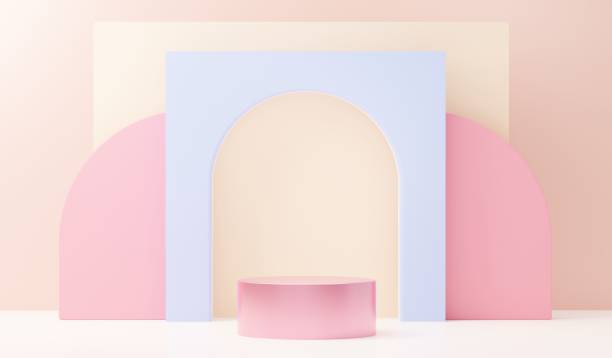 istock 3d render abstract display podium platform for  product presentation and advertising. Minimal scene backdrop with clean design. Vacant pedestal for mock up. Empty stage with pastel color for cosmetic. 1433272318