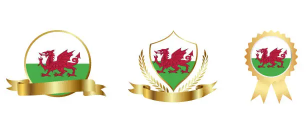 Vector illustration of wales flags symbols of countries