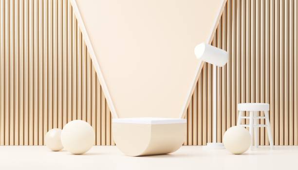 istock 3d render abstract display podium platform for  product presentation and advertising. Minimal scene backdrop with clean design. Vacant pedestal for mock up. Empty stage with pastel color for cosmetic. 1433281370