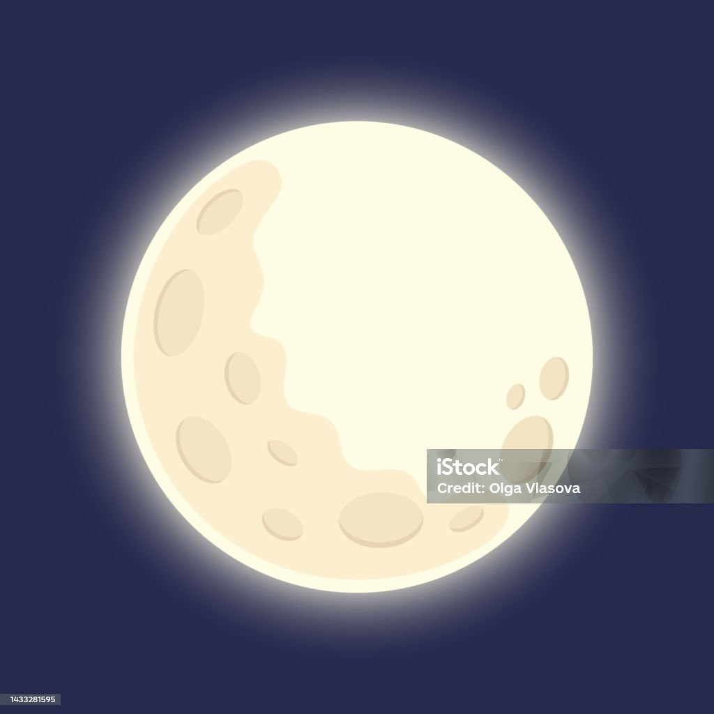 The Full Moon Shines In The Blue Sky Icon Cartoon Style Stock Illustration  - Download Image Now - iStock