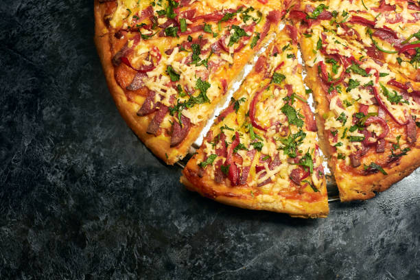 istock Round pizza cut on one side. Stock photo 1433282692