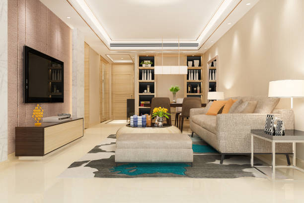 istock 3d rendering modern dining room and living room with luxury decor 1433287846
