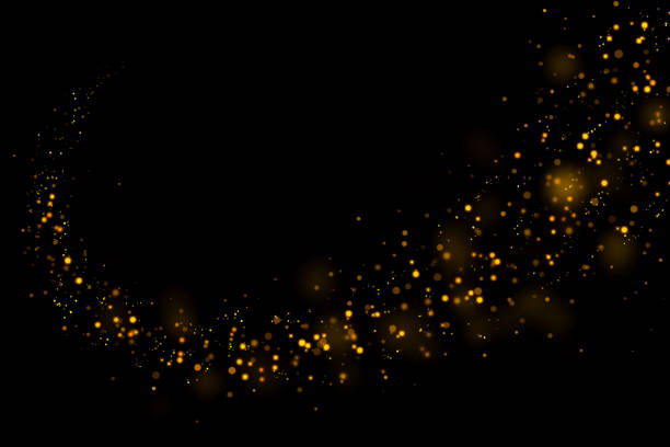 istock Gold glittering stars dust and bokeh background. Abstract christmas glow light texture. 1433287891