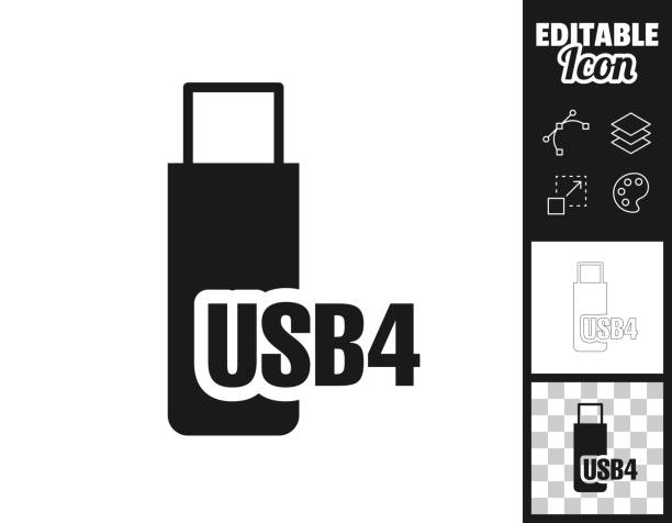 illustrazioni stock, clip art, cartoni animati e icone di tendenza di unità flash usb4. icona per il design. facilmente modificabile - memories memory card technology storage compartment