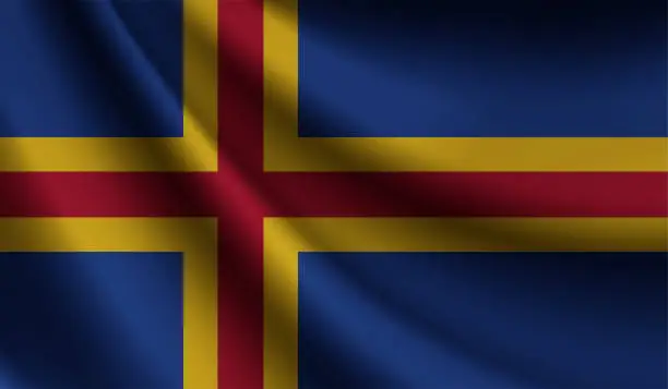 Vector illustration of Aland flag waving. Background for patriotic and national design. Vector illustration