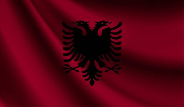 istock Albania flag waving. Background for patriotic and national design. Vector illustration 1433290311
