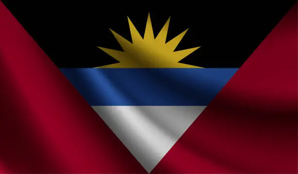 Vector illustration of Antigua and Barbuda flag waving. Background for patriotic and national design. Vector illustration