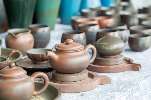 istock Chinese traditional teapot, cup, tea set covered with tea stains 1433292390