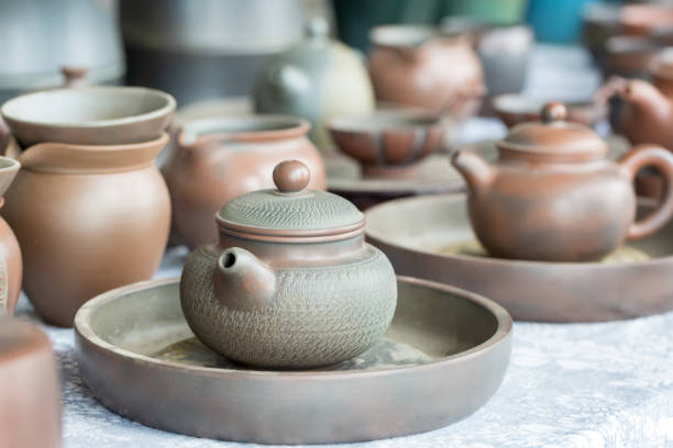 istock Chinese traditional teapot, cup, tea set covered with tea stains 1433292393