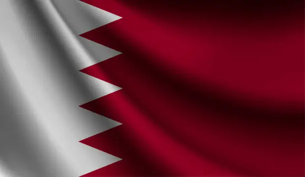 Vector illustration of Bahrain flag waving. Background for patriotic and national design. Vector illustration