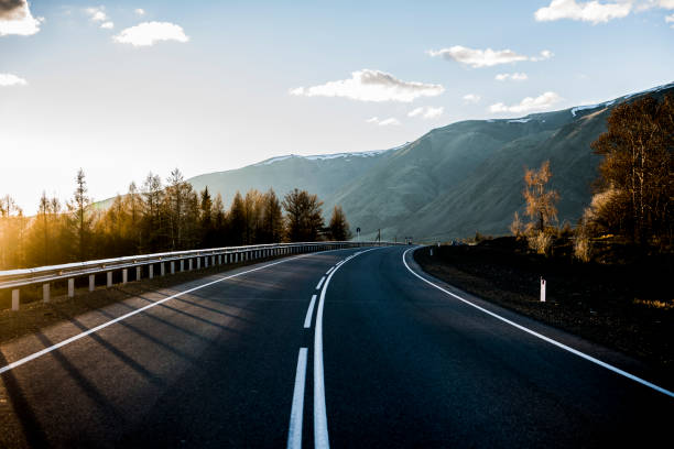 istock Beautiful Altai road in spring, sunset. 1433292899