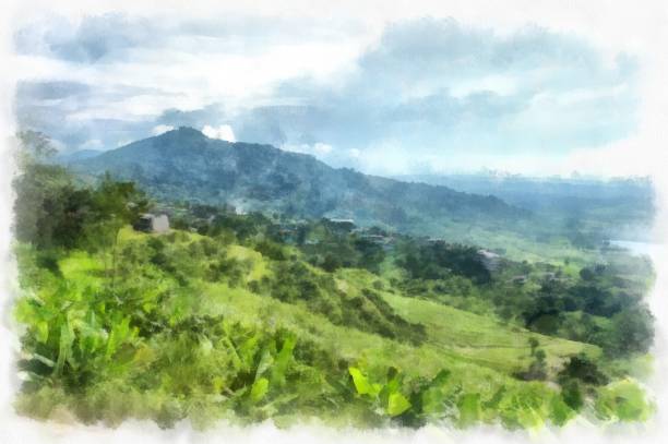 istock Mountain forest landscape and camping watercolor style illustration impressionist painting. 1433292969