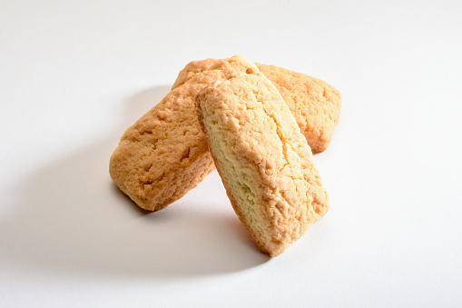 Biscuit selection all at correct scale to each other on a isolated white background with a clipping path