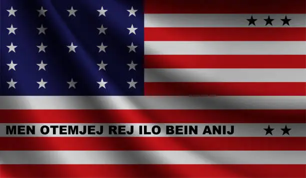 Vector illustration of Bikini Atoll flag waving. Background for patriotic and national design. Vector illustration