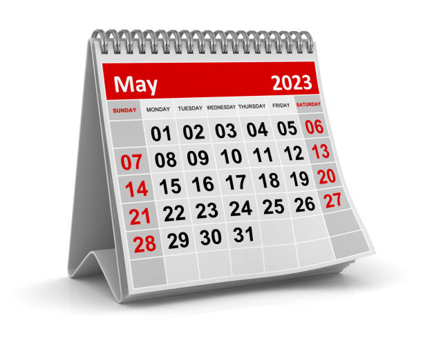 maggio 2023 - may calendar month three dimensional shape foto e immagini stock