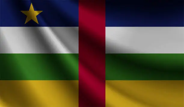 Vector illustration of Central African Republic flag waving. Background for patriotic and national design. Vector illustration