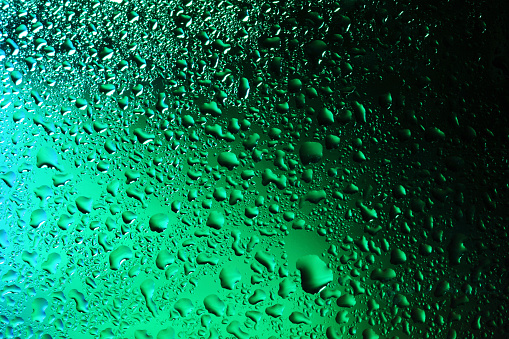 Many small bubbles flows over a color gradient background.