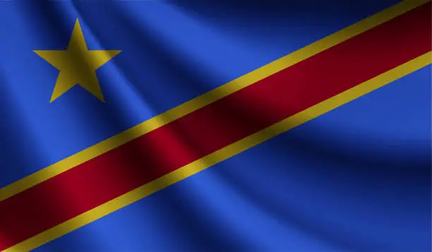 Vector illustration of Democratic Republic of the Congo flag waving. Background for patriotic and national design. Vector illustration