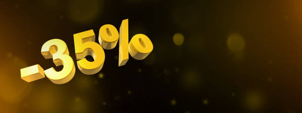 istock 35% off discount offer. 3D illustration isolated on black. Horizontal banner 1433298611
