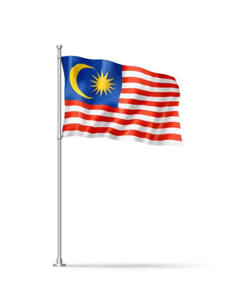 Malaysia flag, 3D illustration, isolated on white
