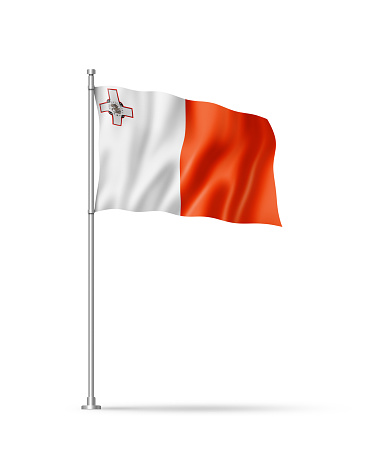 Malta flag, 3D illustration, isolated on white
