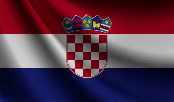 Vector illustration of Croatia flag waving. Background for patriotic and national design. Vector illustration