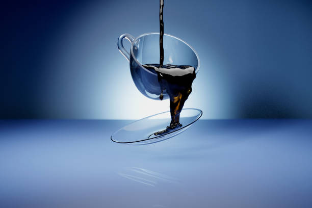 istock Coffee pouring into levitating glass cup 1433301029