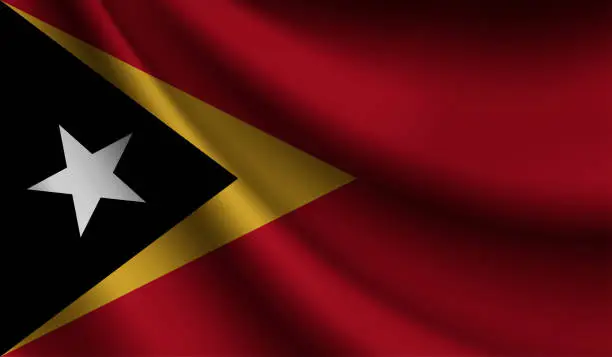 Vector illustration of East Timor flag waving. Background for patriotic and national design. Vector illustration