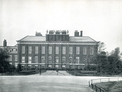 Photograph of Kensington Palace - a residence of the British royal family since the 17th century. Was birthplace of Queen Victoria. Known as the Aunt Heap. Where minor royals are sent.