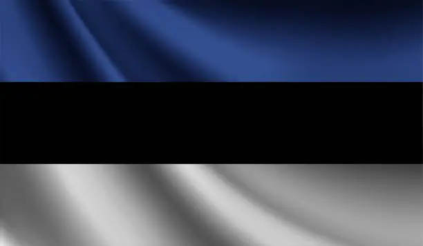 Vector illustration of Estonia flag waving. Background for patriotic and national design. Vector illustration
