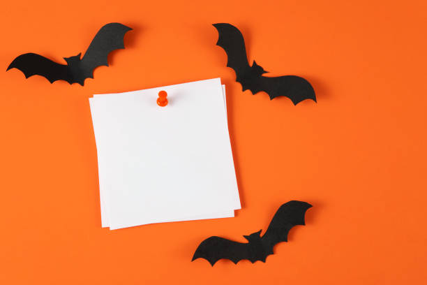 istock Blank Adhesive Note with Halloween Decorations and Pumpins 1433302734