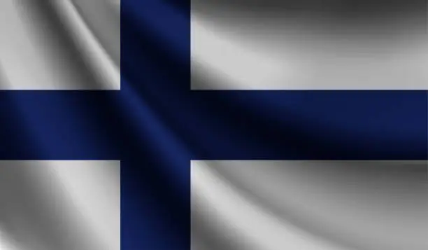 Vector illustration of Finland flag waving. Background for patriotic and national design. Vector illustration